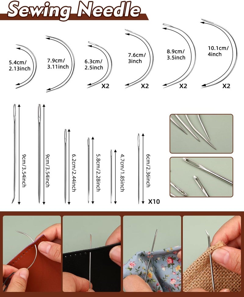 BAGERLA Heavy Duty Sewing Kit, Needle and Thread Kit with Upholstery Thread Needles Sewing Awl Seam Ripper for Car Seats Carpets Shoes Backpacks DIY Crafting - Image 2